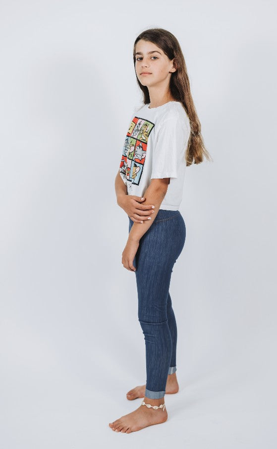 טייץ ג'ינס שחור לנערות