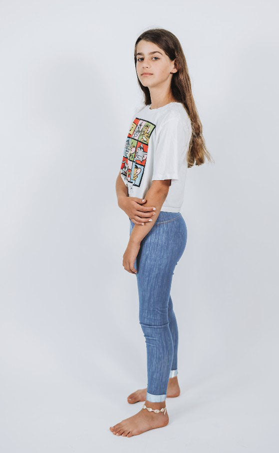 טייץ ג'ינס בהיר לנערות