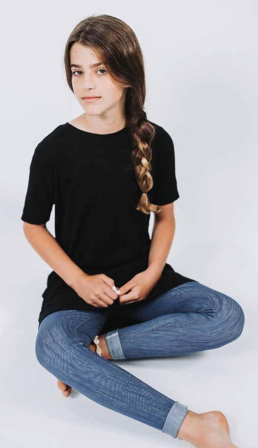 טייץ ג'ינס שחור לנערות