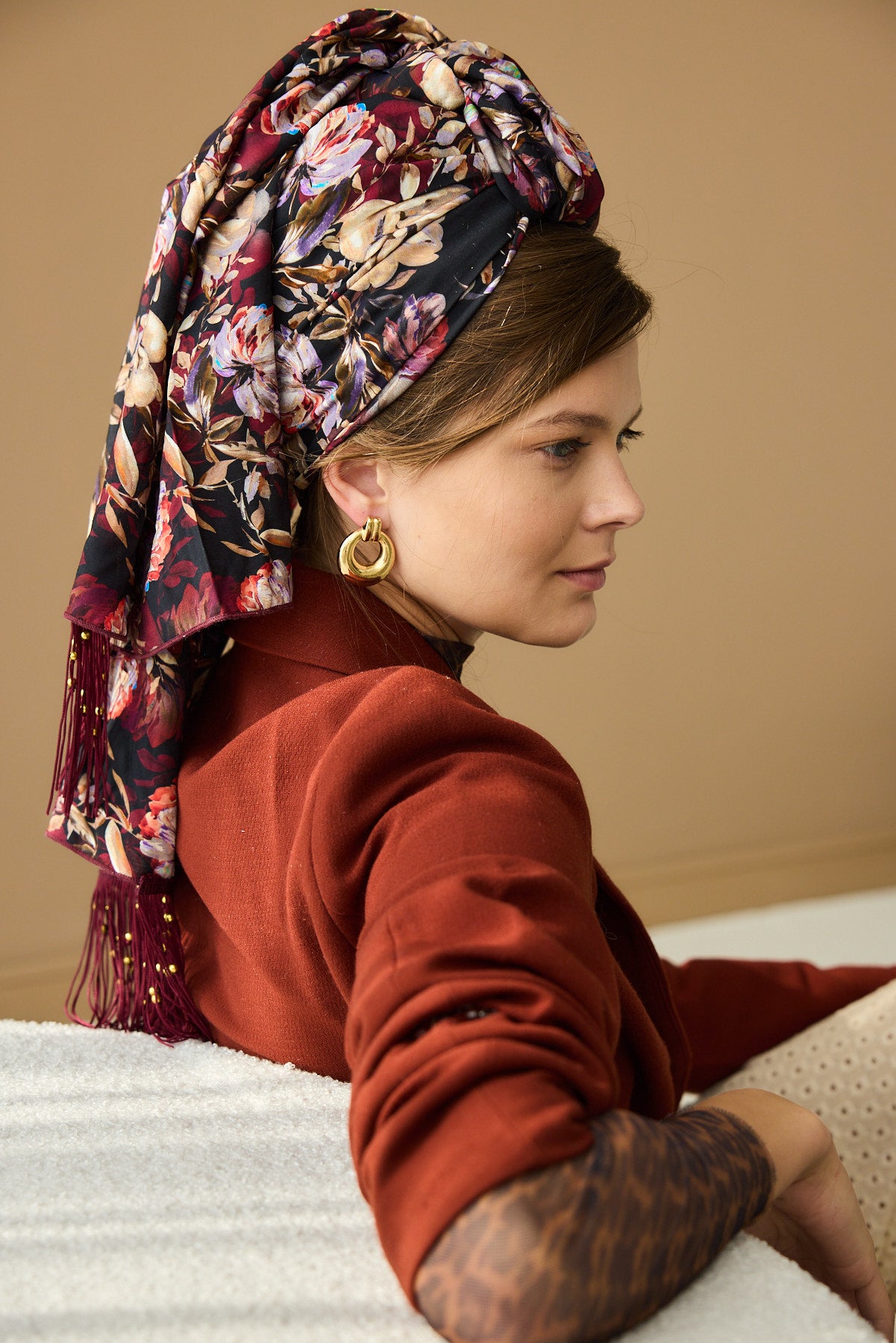 מטפחת צעיף אור בורדו