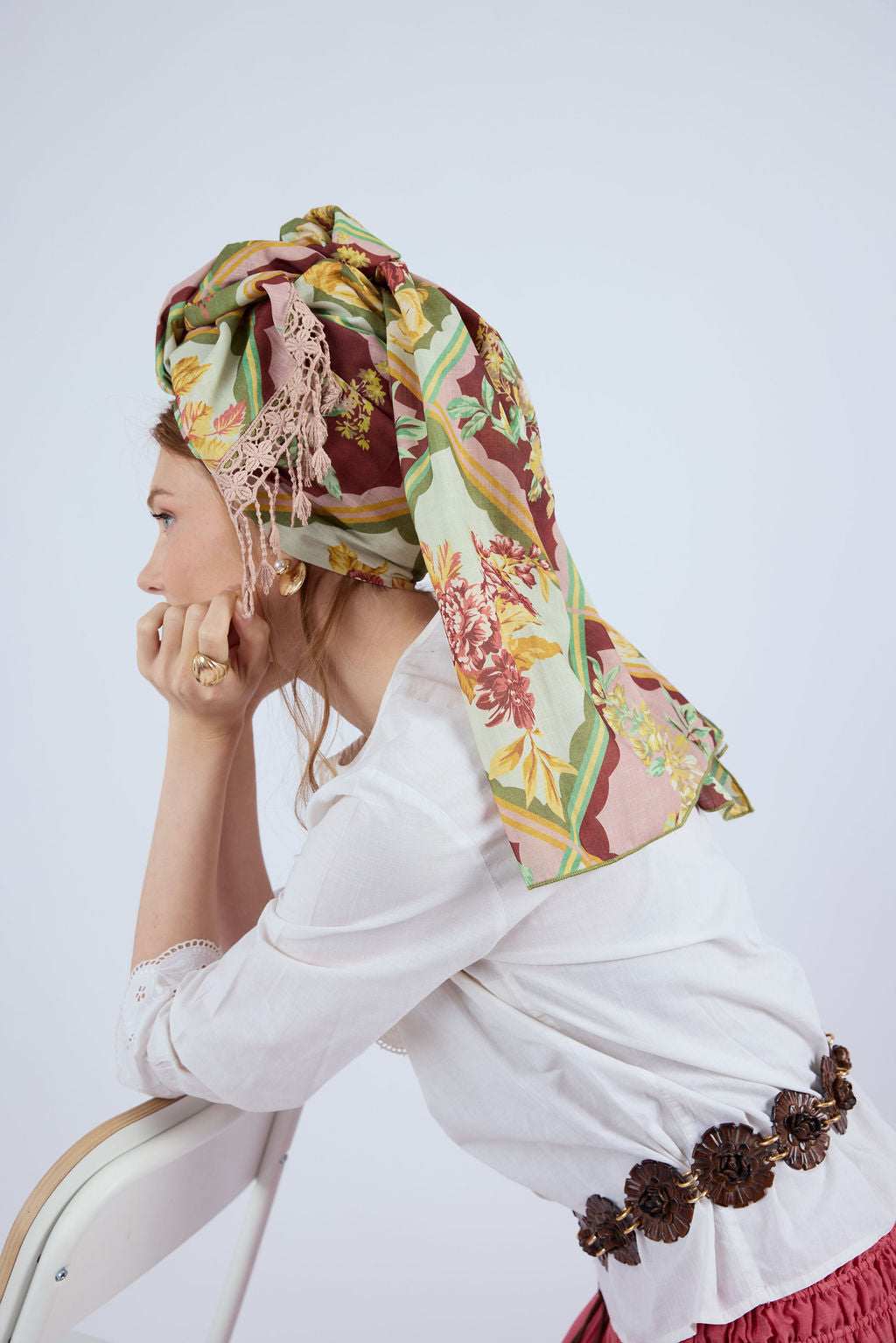 הדרא, קולקציית חגים, מטפחת בד אחד עם הפדס צבעוני ופרנז ורוד