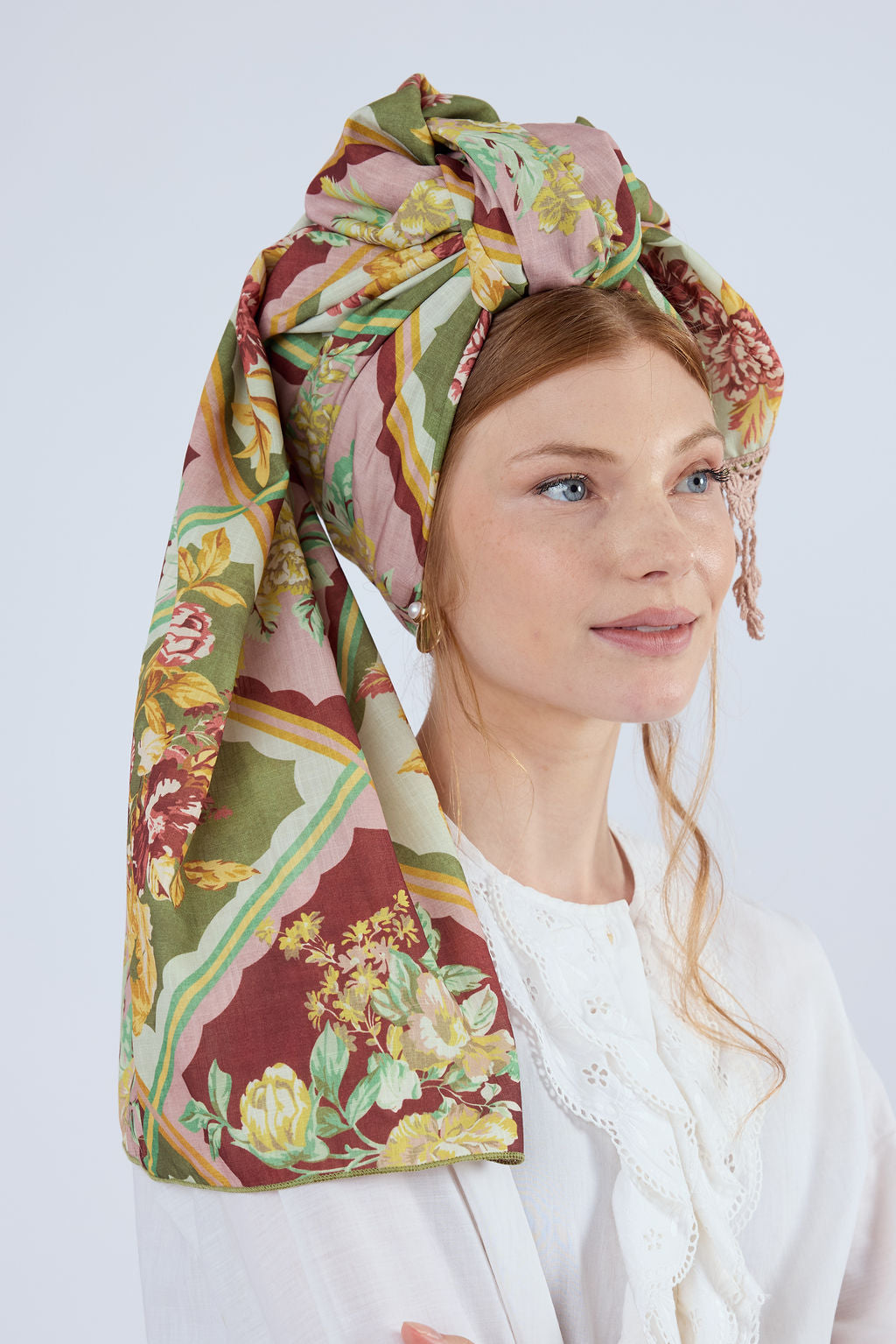 הדרא, קולקציית חגים, מטפחת בד אחד עם הפדס צבעוני ופרנז ורוד