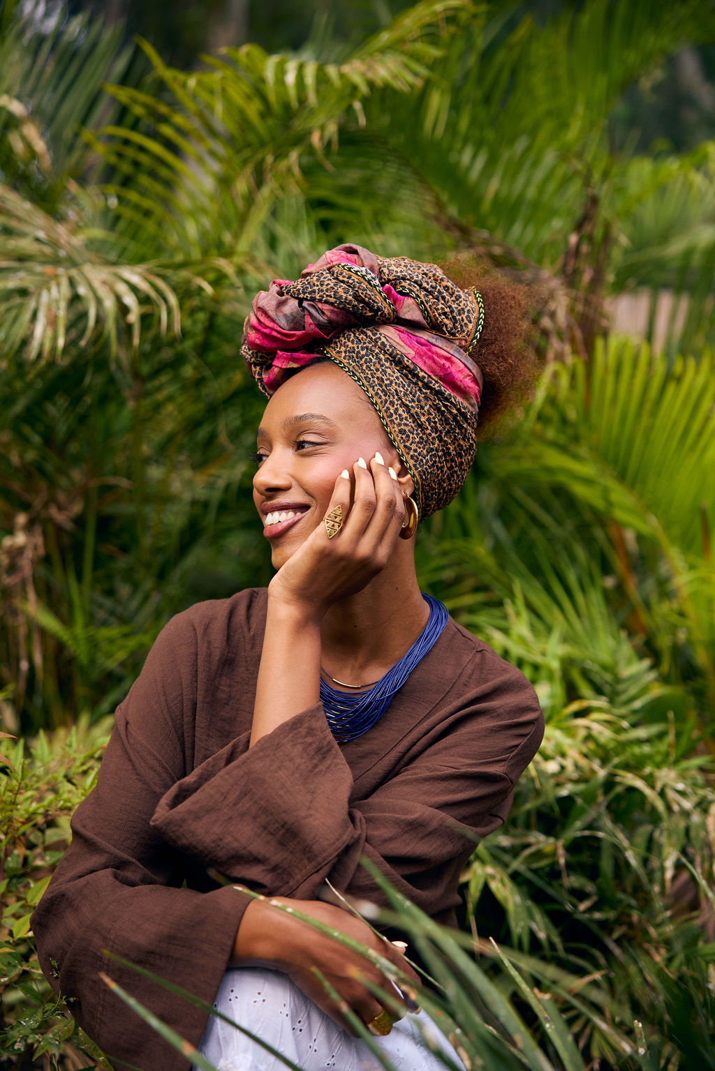 הדרא, קולקציית קיץ, מטפחת יומיומית, שעלוב בד מנומר ובד פרחוני ורוד