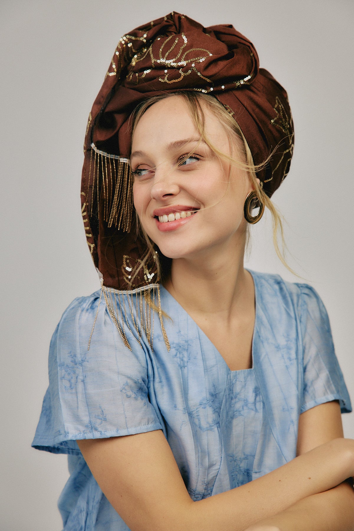 מטפחת צעיף פז חום