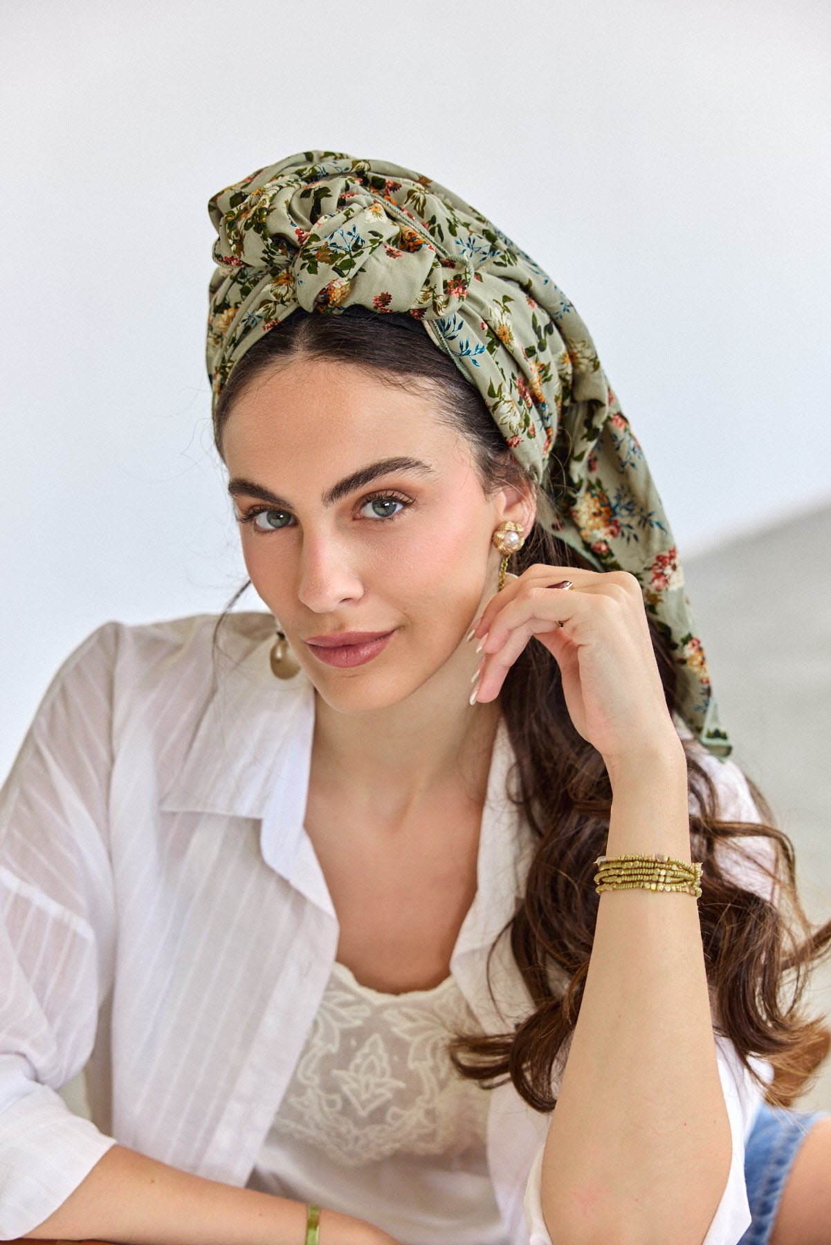 מטפחת צעיף צור ירקרק חצי כיסוי