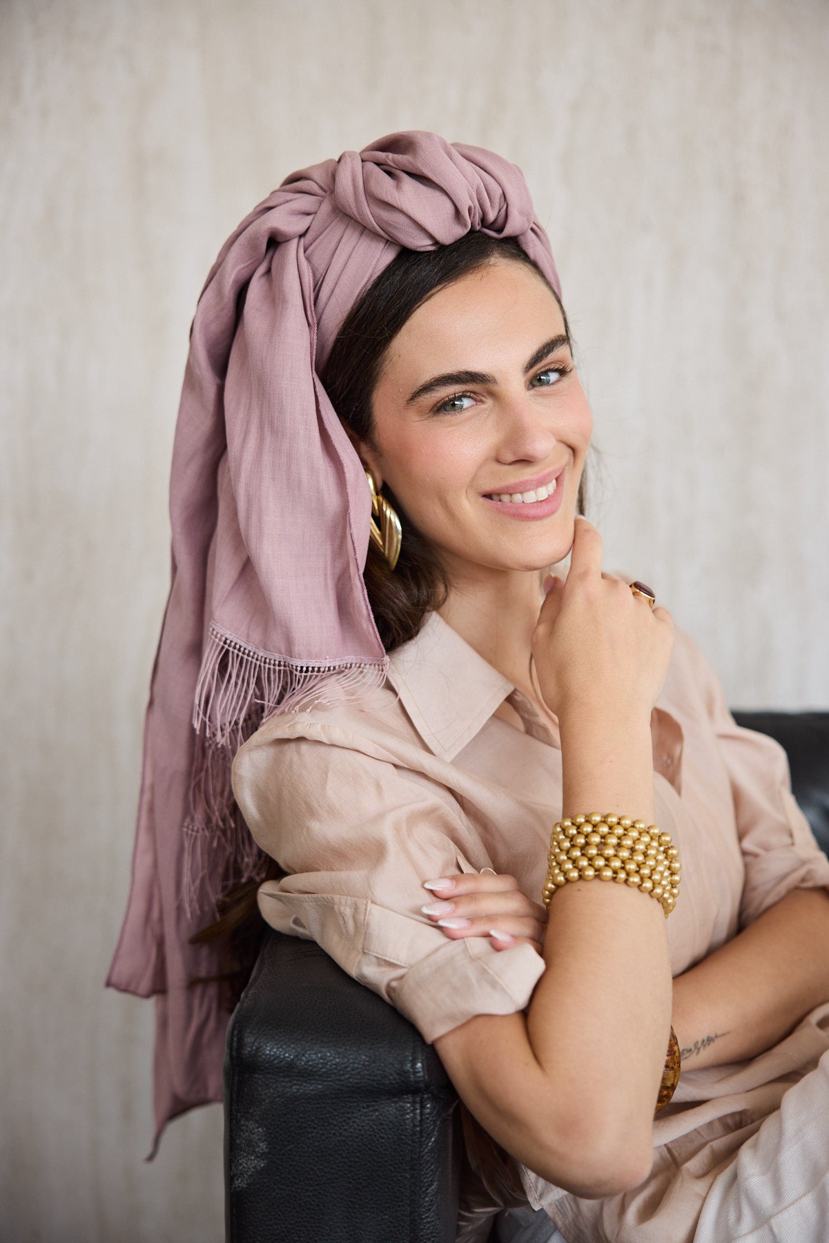 מטפחת צעיף צבעוני סגלגל