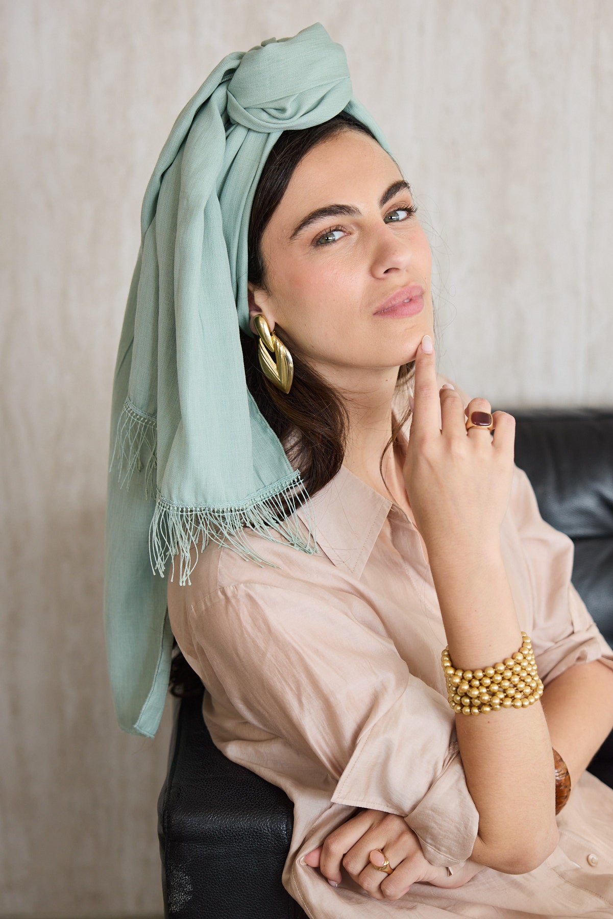 מטפחת צעיף צבעוני מנטה