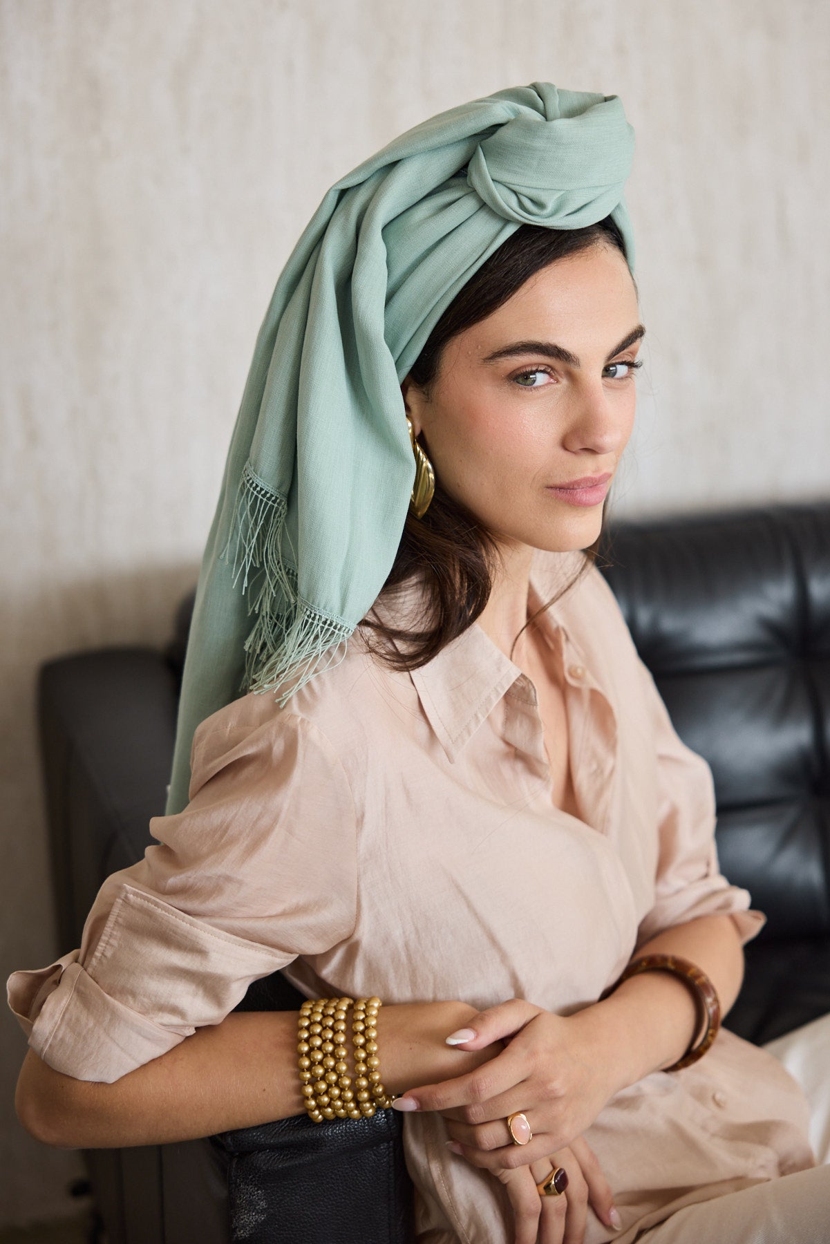 מטפחת צעיף צבעוני מנטה