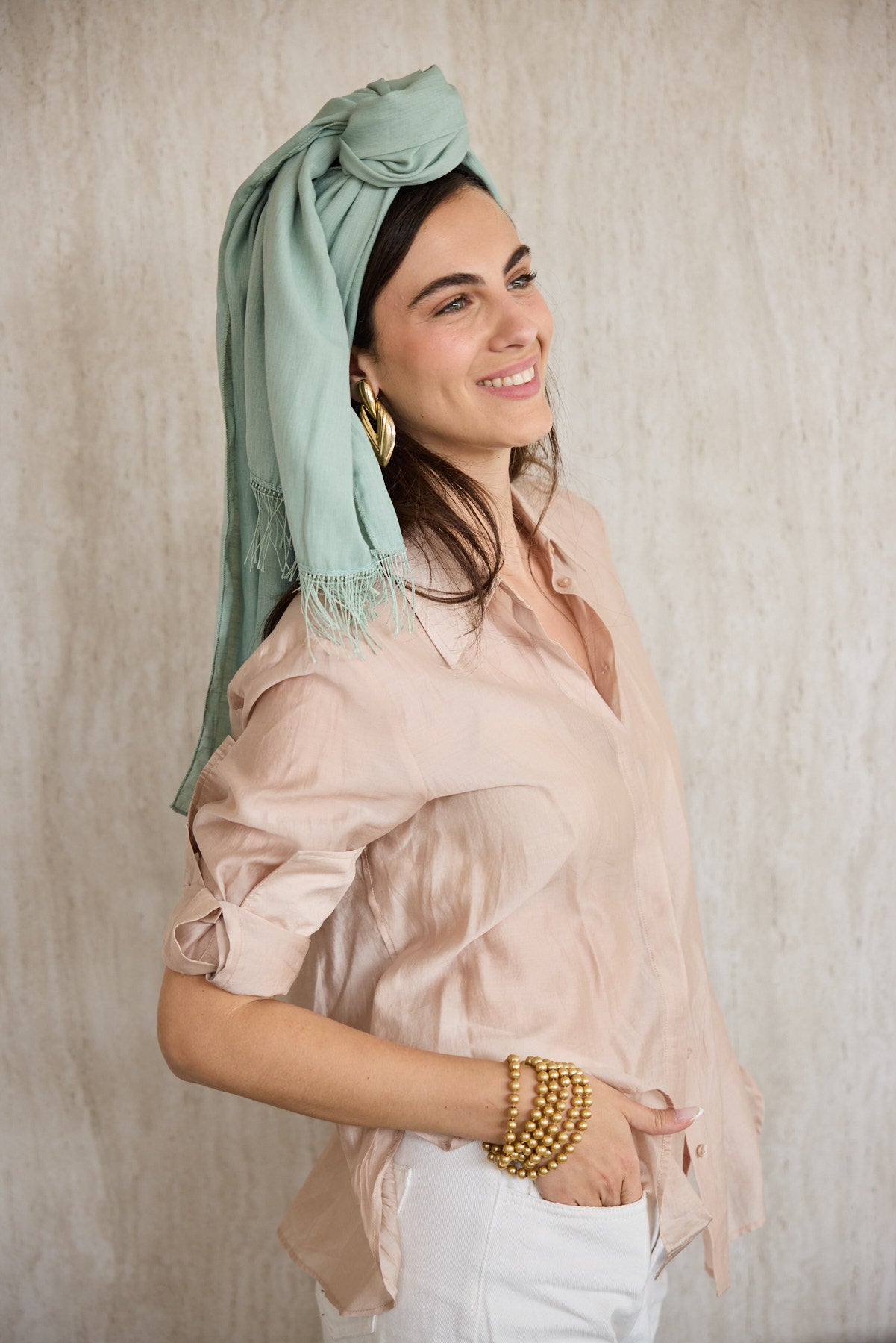 מטפחת צעיף צבעוני מנטה