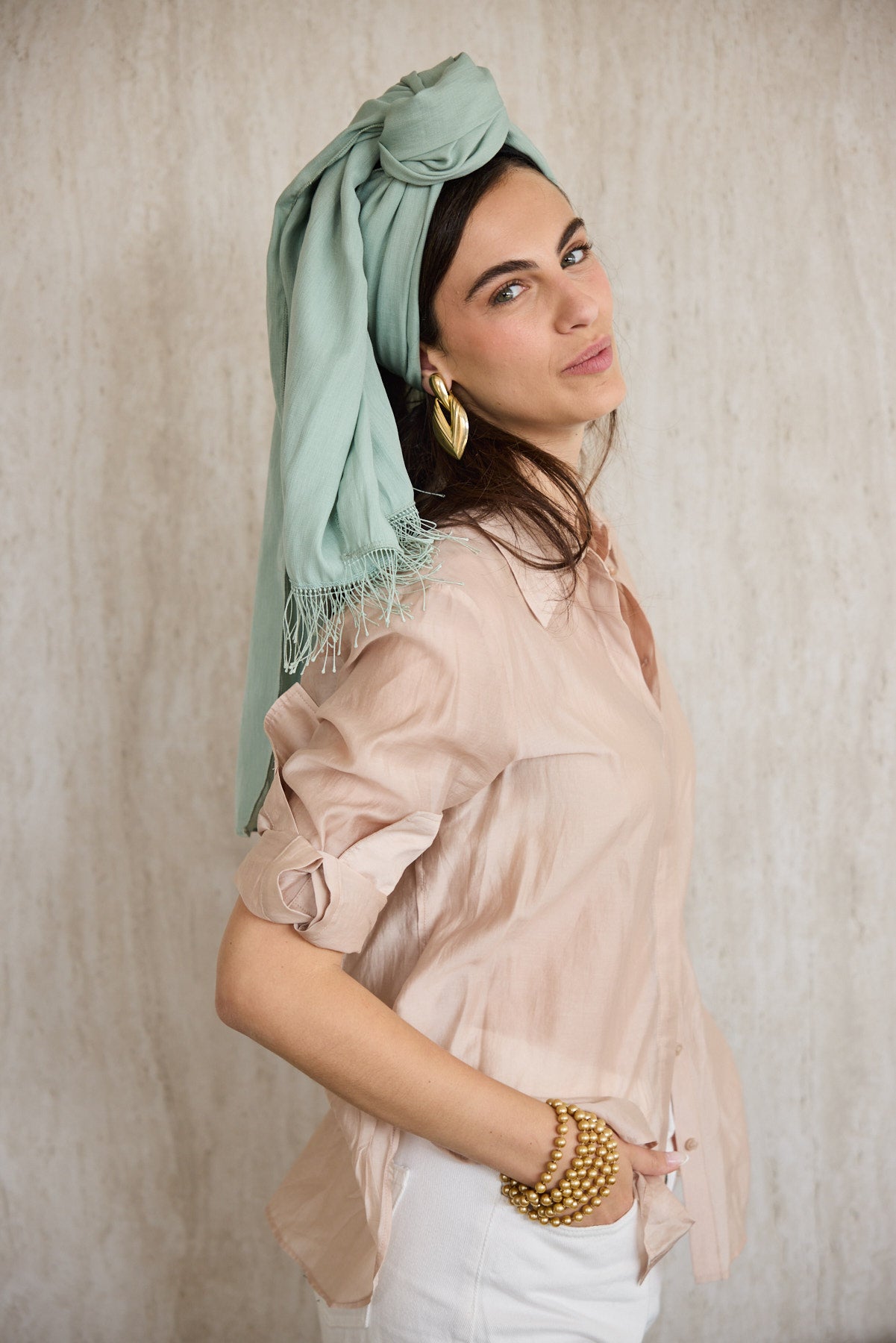 מטפחת צעיף צבעוני מנטה