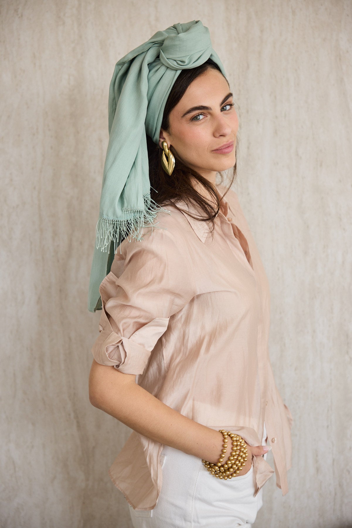 מטפחת צעיף צבעוני מנטה