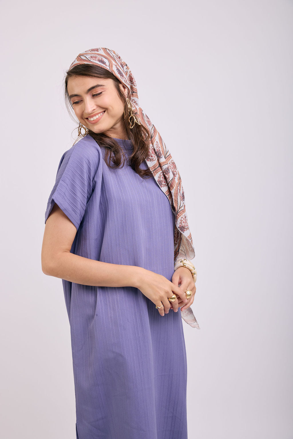 הדרא, קולקציית מטפחות קיץ, מטפחת משולשת בהדפס אטני עם פרנז, מטפחת חגיגית