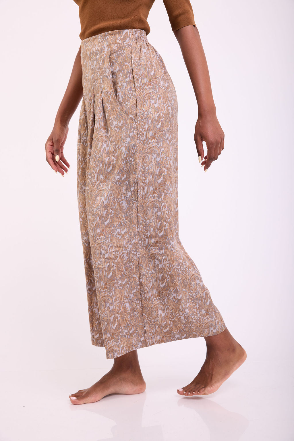 הדרא-קולקציית קיץ, מכנס חצאית ארוך, מכנס בגווני בז', מכנס חגיגי