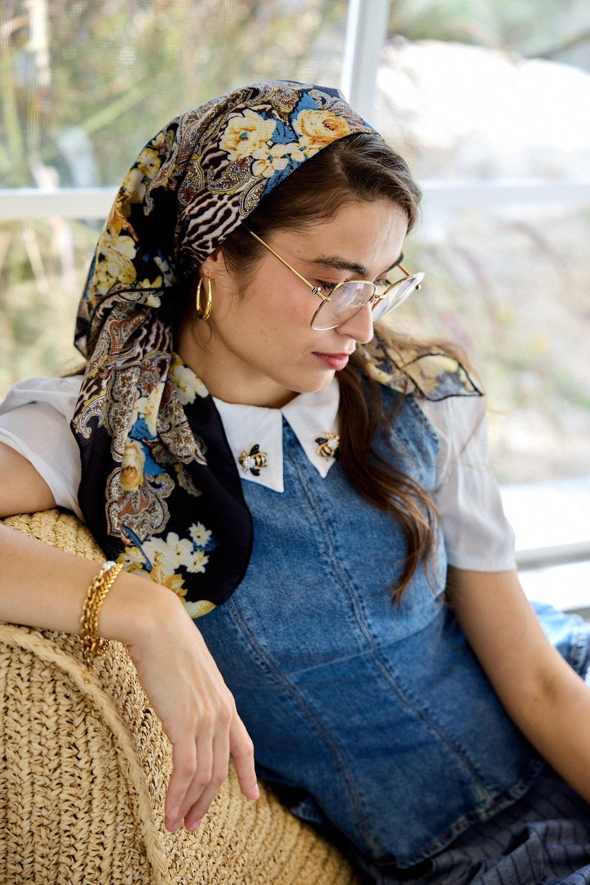 הדרא, קולקציית אביב, בנדנה פרחונית, בנדנה לארוע, בנדנה ליומיום