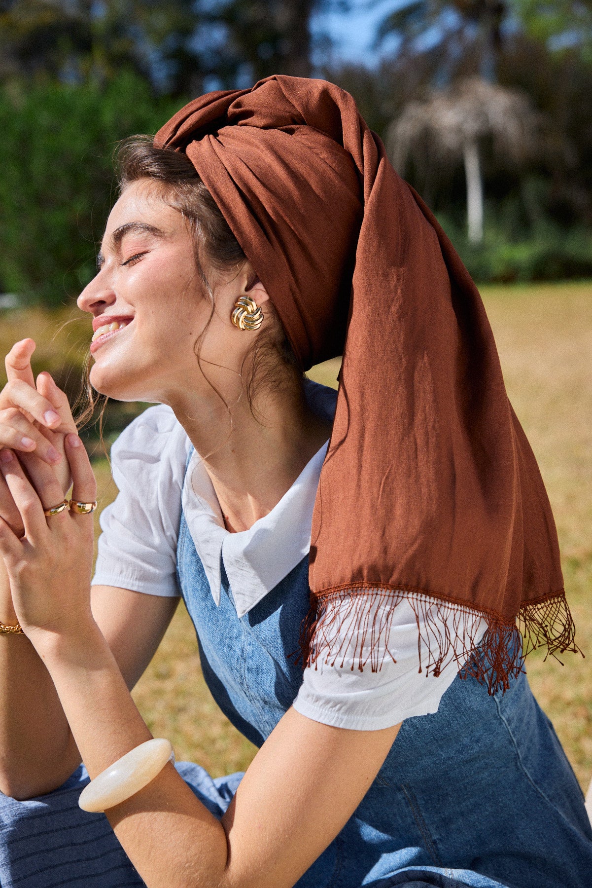 מטפחת צעיף צבעוני חום