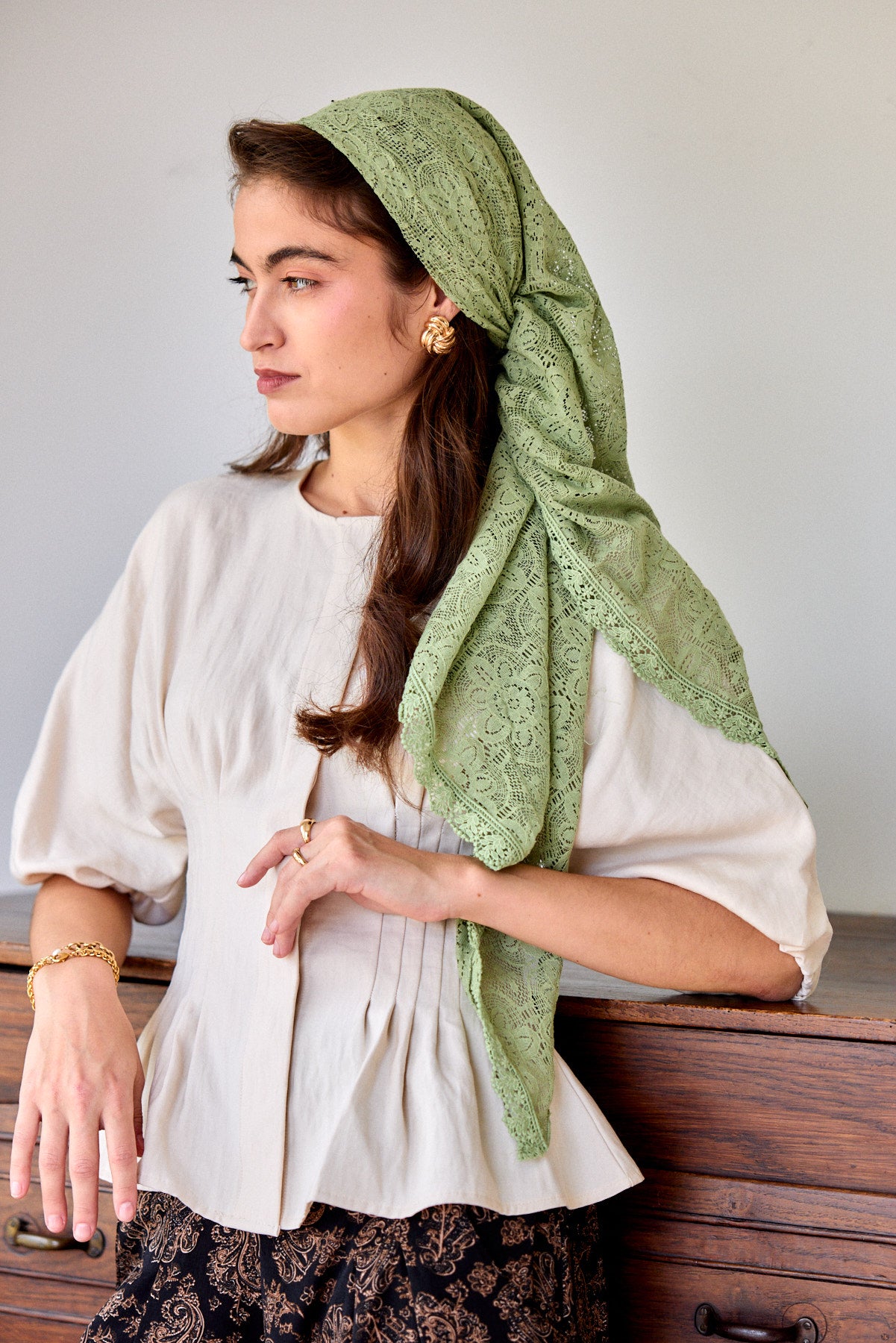 מטפחת משולשת כרכום ירוק