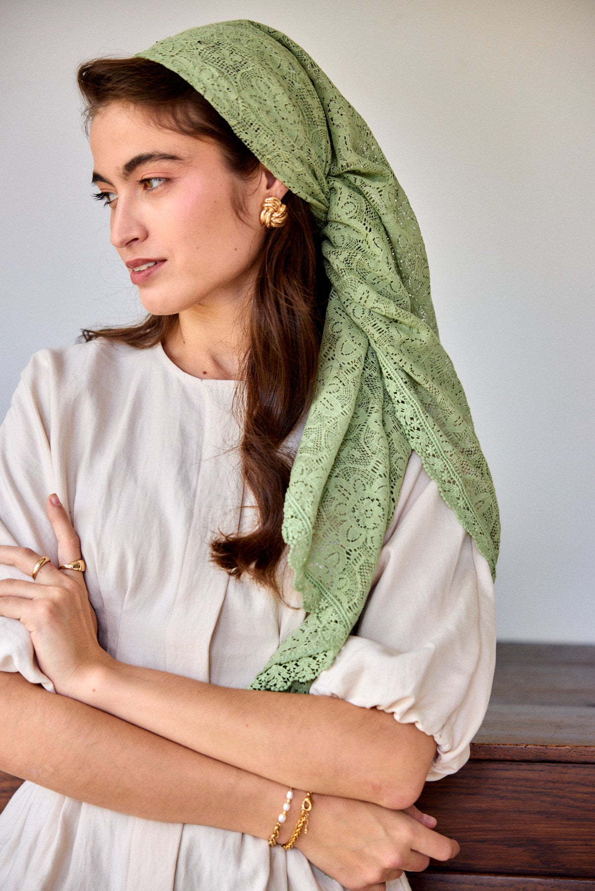 מטפחת משולשת כרכום ירוק